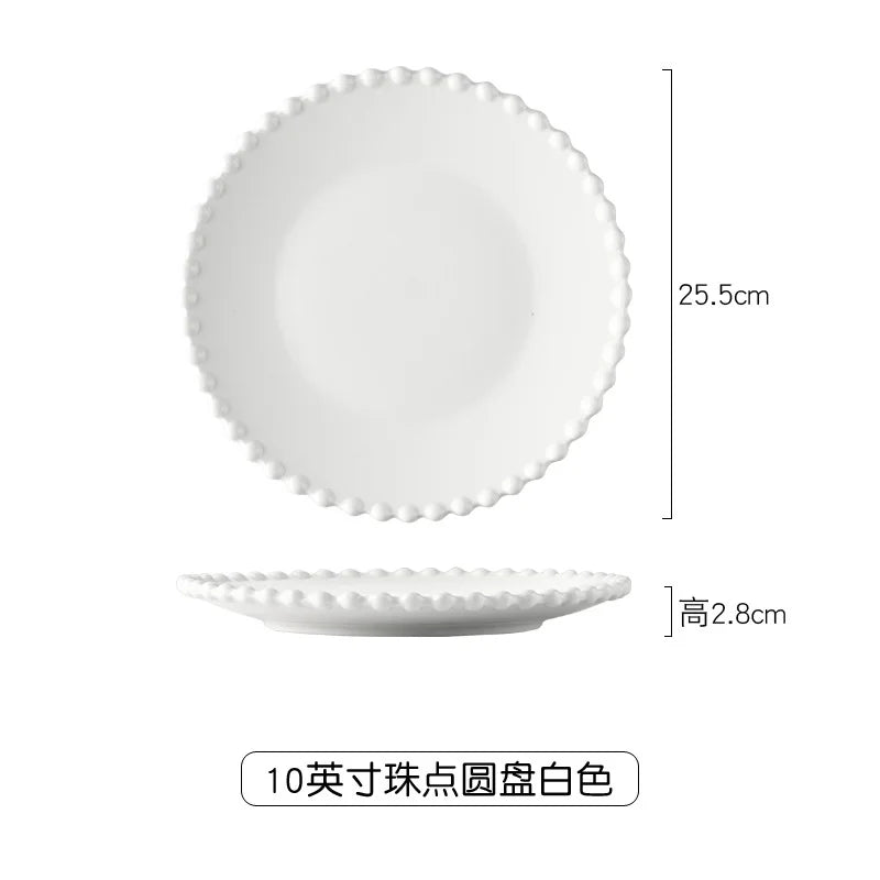 Heart Shaped Pearl Dinner Plate Set - Elegant Porcelain Tableware for Salad, Soup, Steak