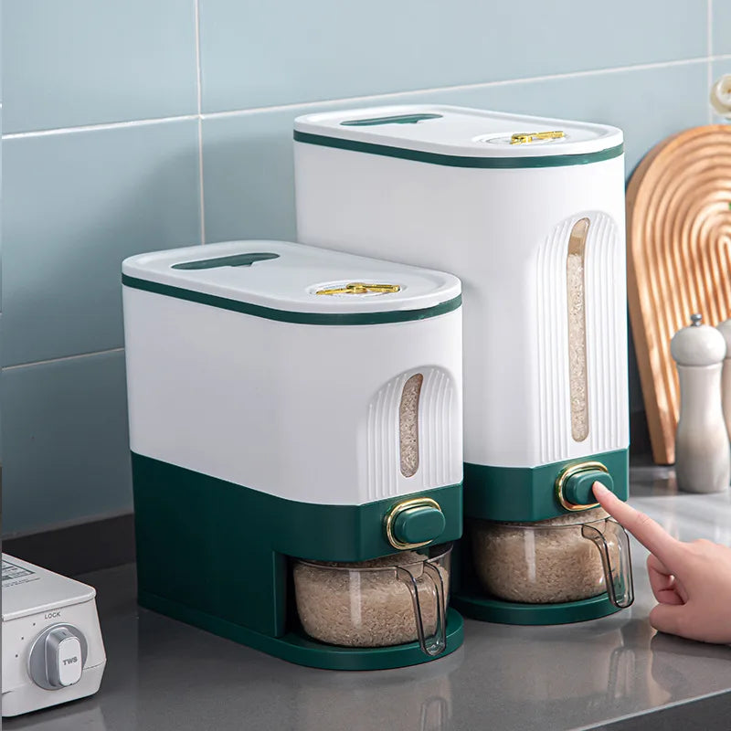 Large Capacity Rice Dispenser Kitchen Grain Container Moisture Proof Cereal Storage Box