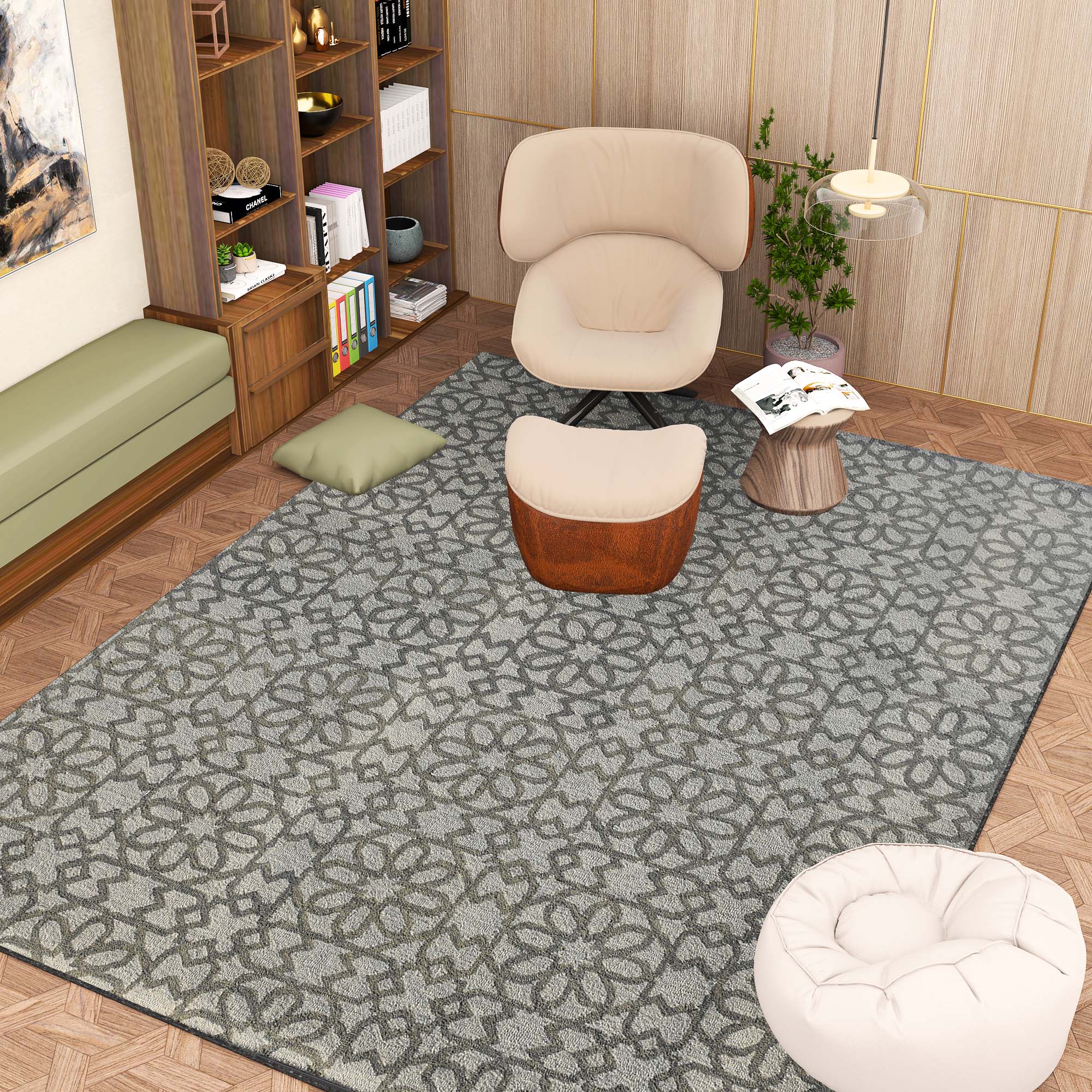 Premium Hand-Tufted Rug Made of 100% Wool - Shiraz Grid - 8x10 Feet
