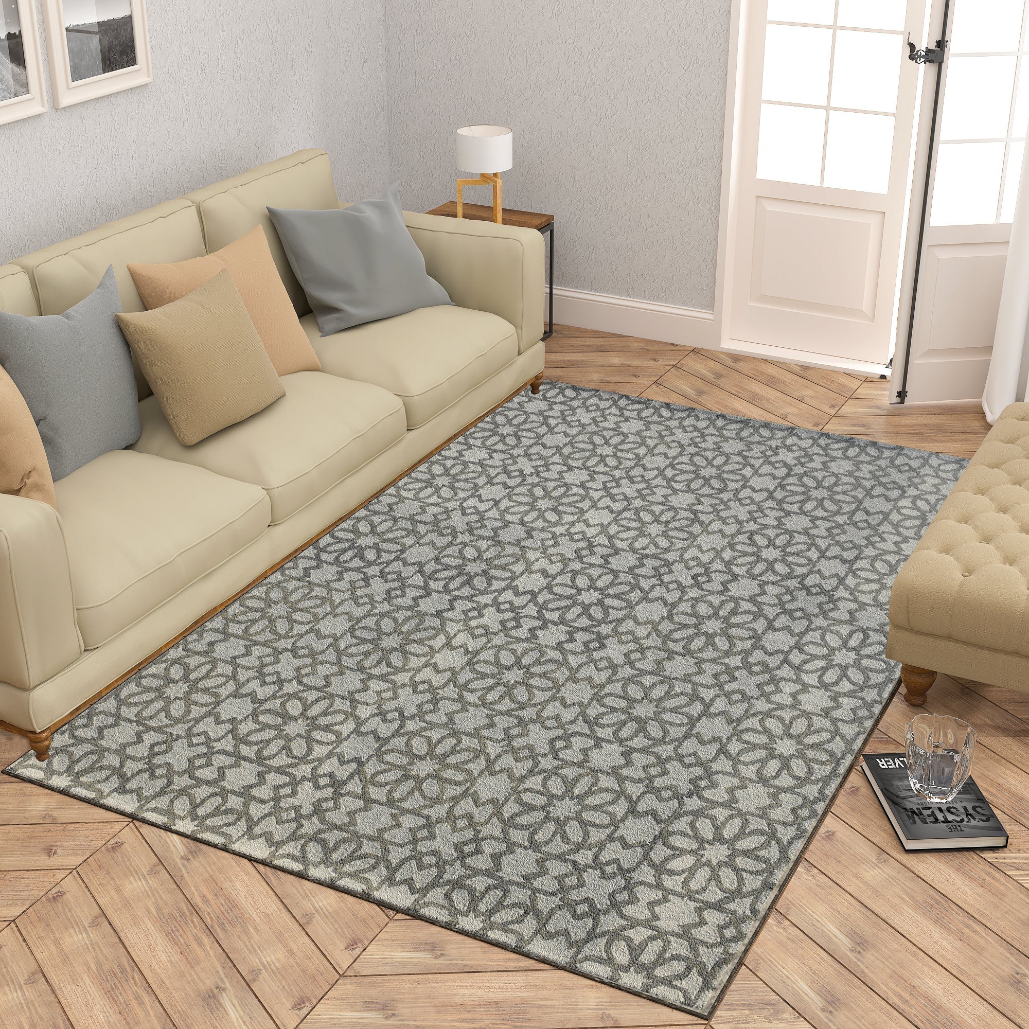 Premium Hand-Tufted Rug Made of 100% Wool - Shiraz Grid - 5x8 Feet