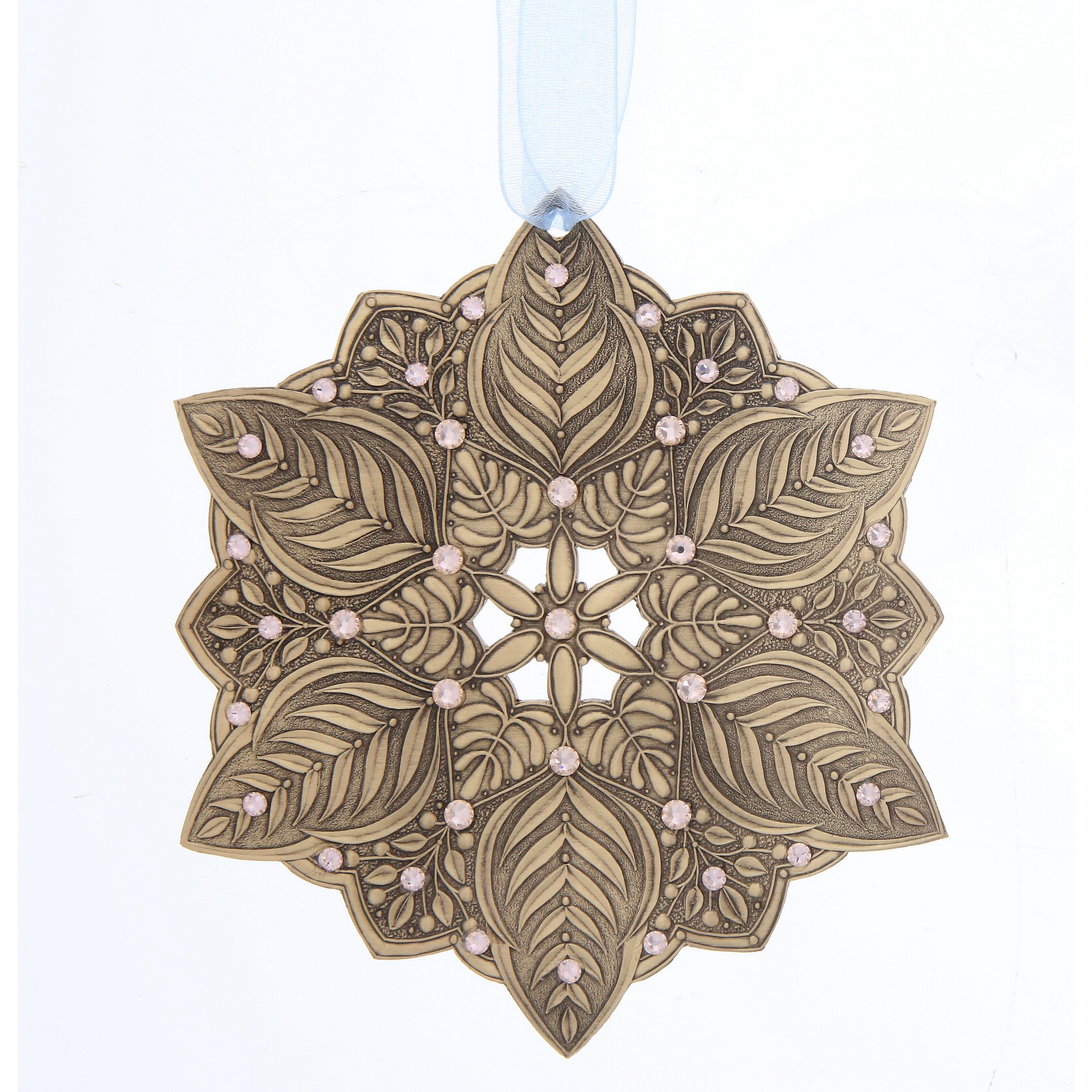 Snow Crystal Winter Greens Ornament (Bronze)