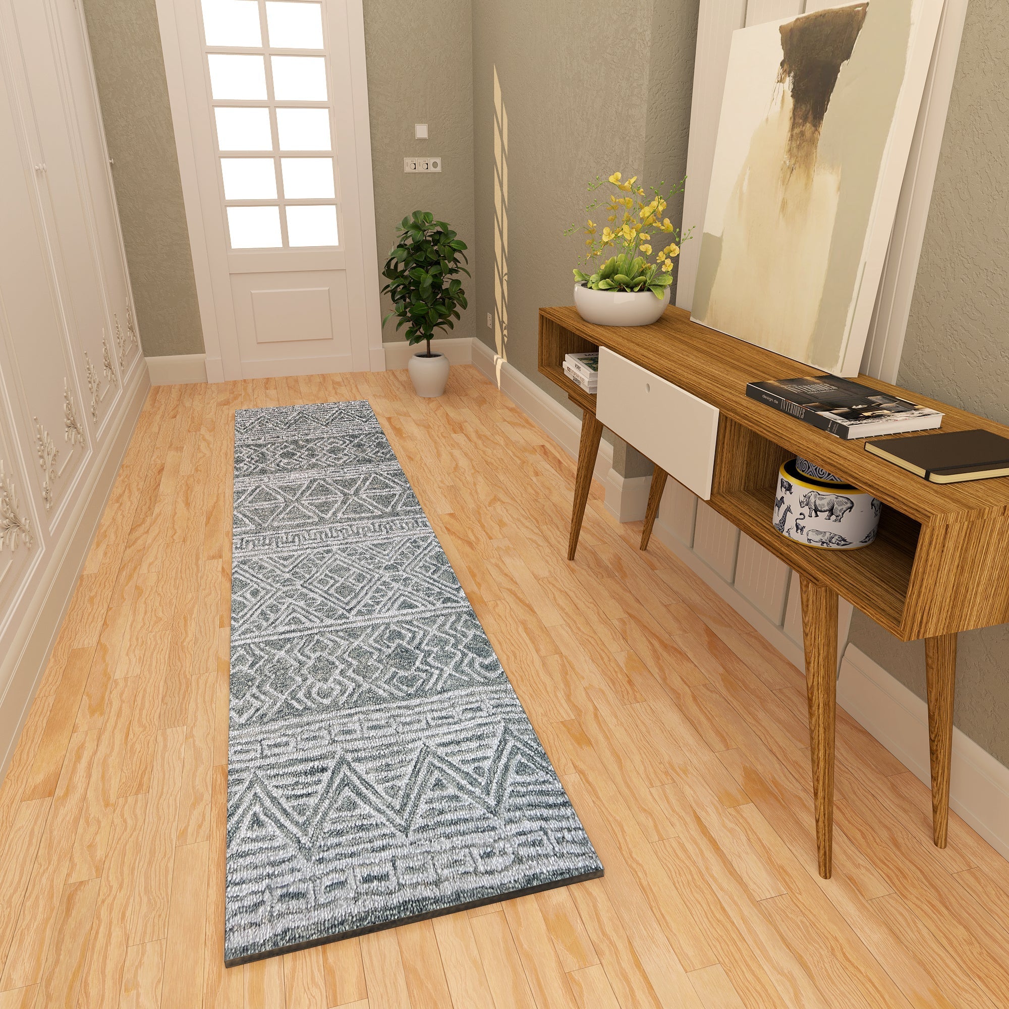 Premium Hand-Tufted Rug Made of 100% Wool - Still River Grey - 2x6 Feet