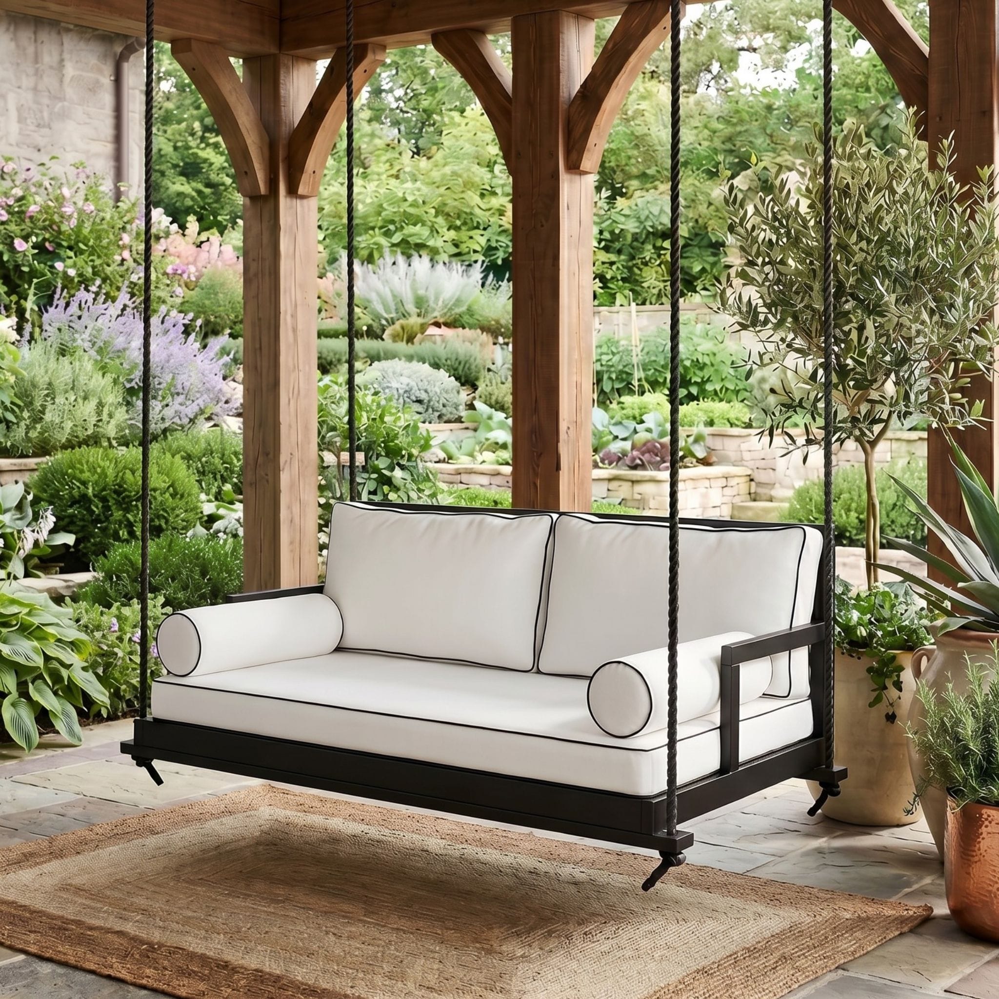 Amish Casual Stratford Porch Swing Bed in Dovetail Grey