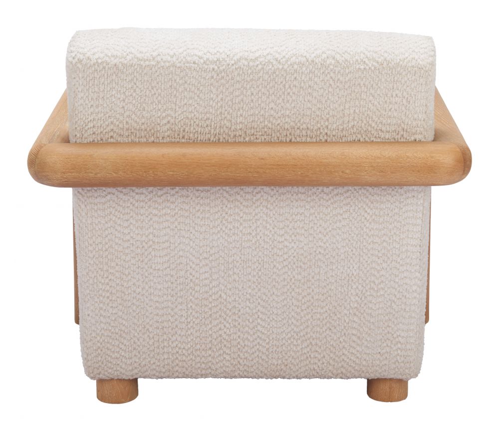 Subliem White Textured Fabric Accent Chair