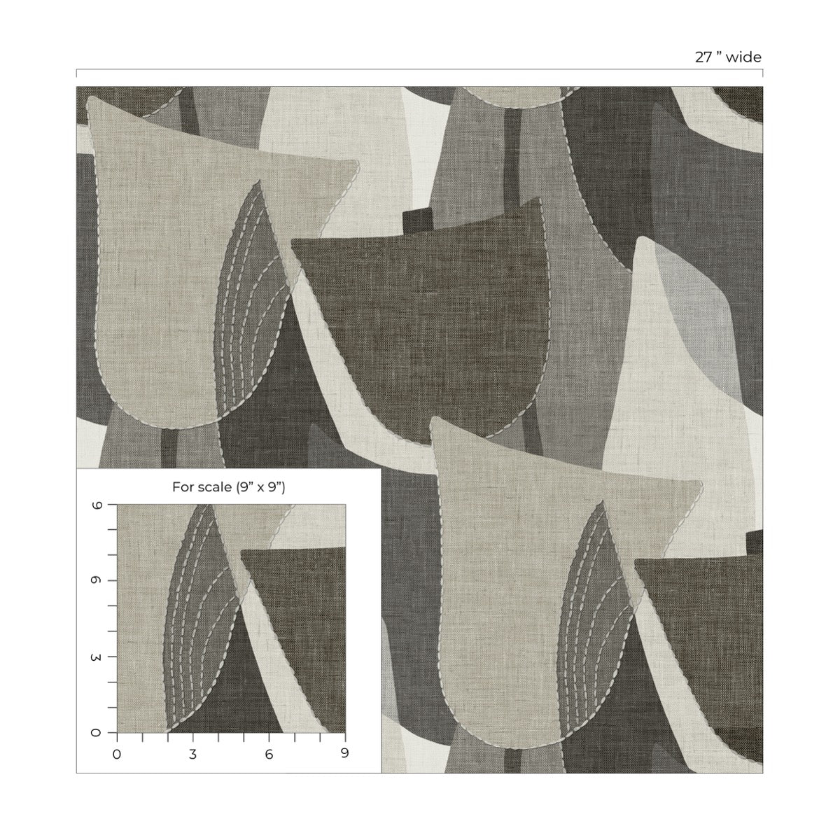 Fibers and Threads Mosley Tulips Geometric Embossed Vinyl Unpasted Wallpaper