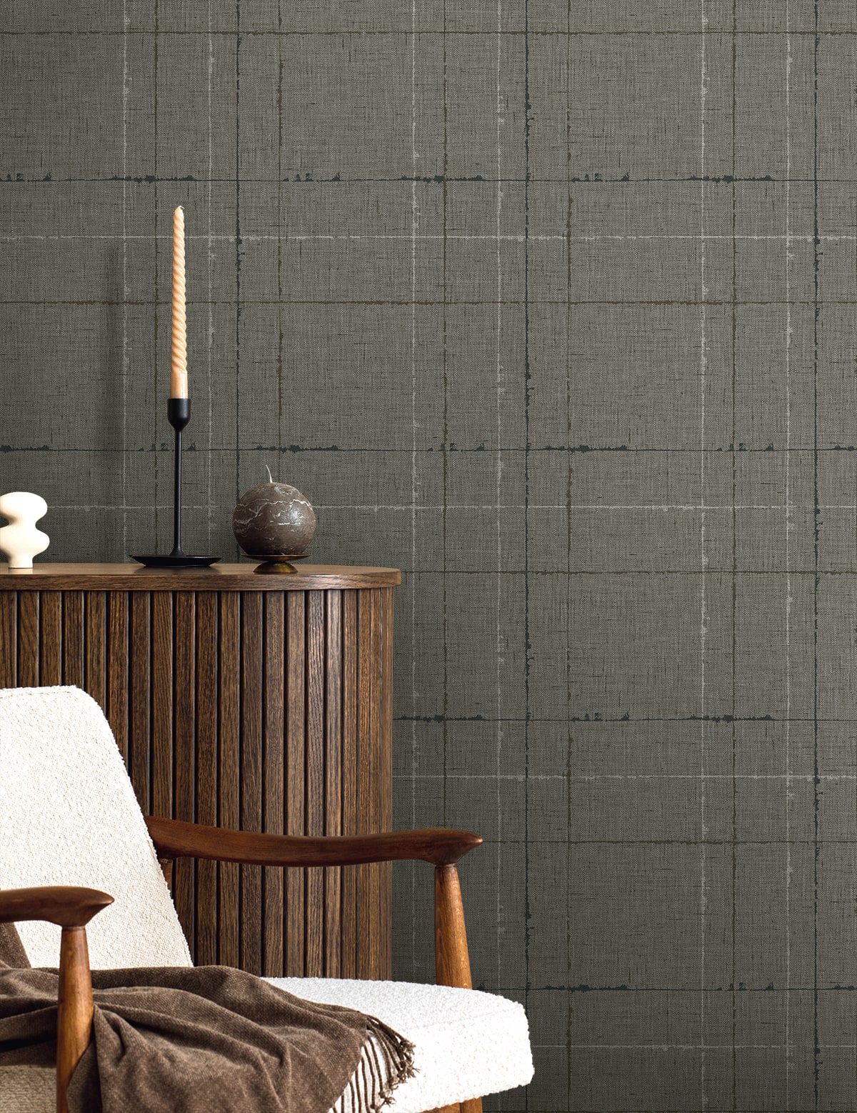 Fibers and Threads Gorton Plaid Embossed Vinyl Unpasted Wallpaper