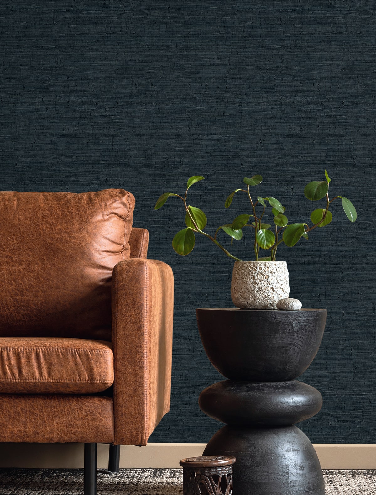 Fibers and Threads Wilslow Faux Weave Embossed Vinyl Unpasted Wallpaper