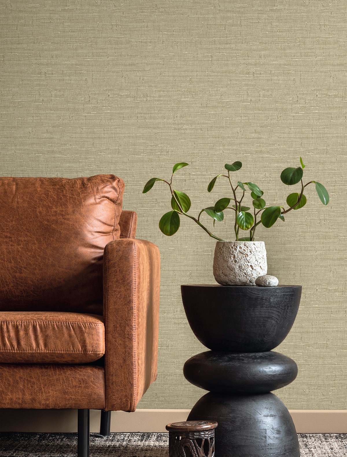 Fibers and Threads Wilslow Faux Weave Embossed Vinyl Unpasted Wallpaper