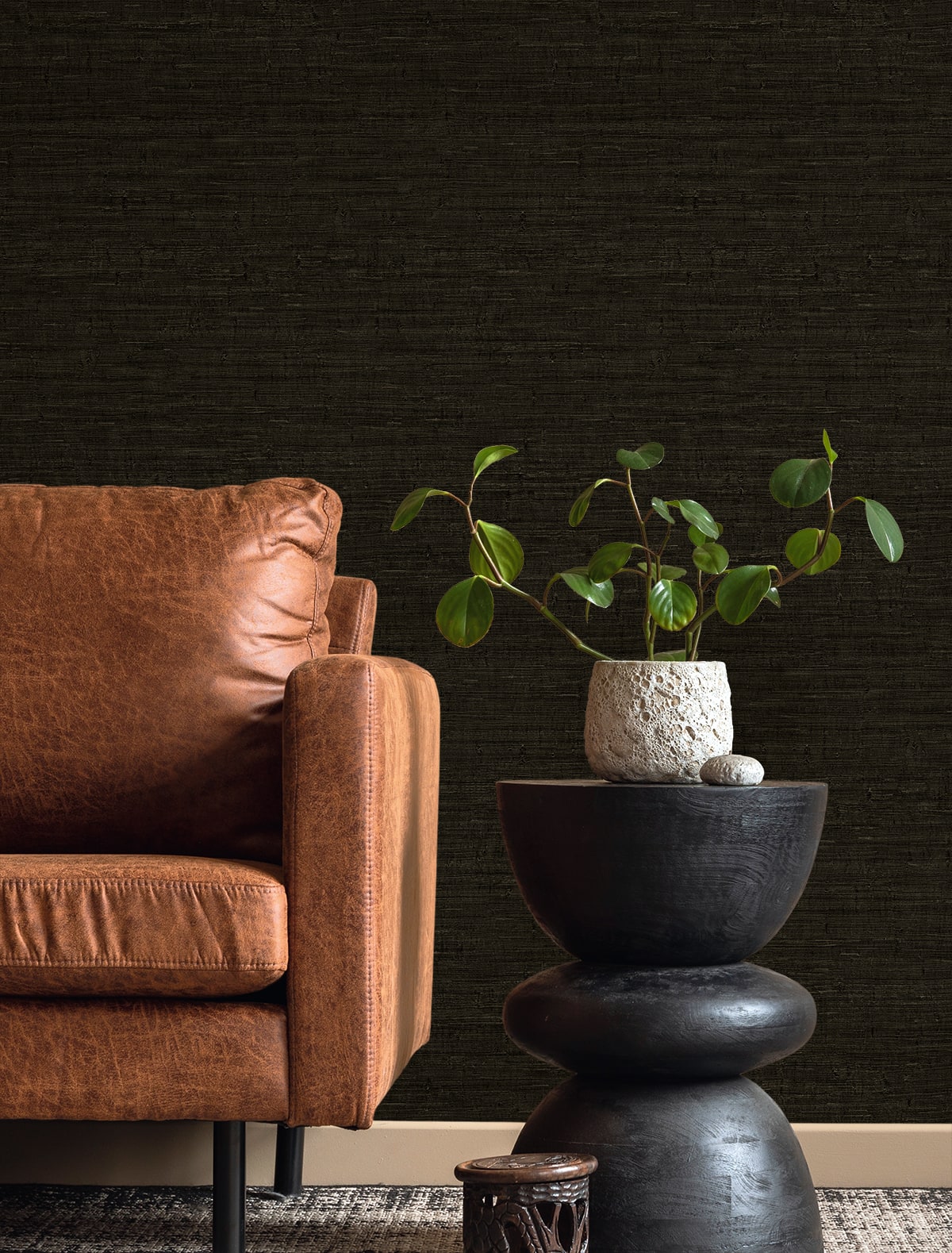 Fibers and Threads Wilslow Faux Weave Embossed Vinyl Unpasted Wallpaper