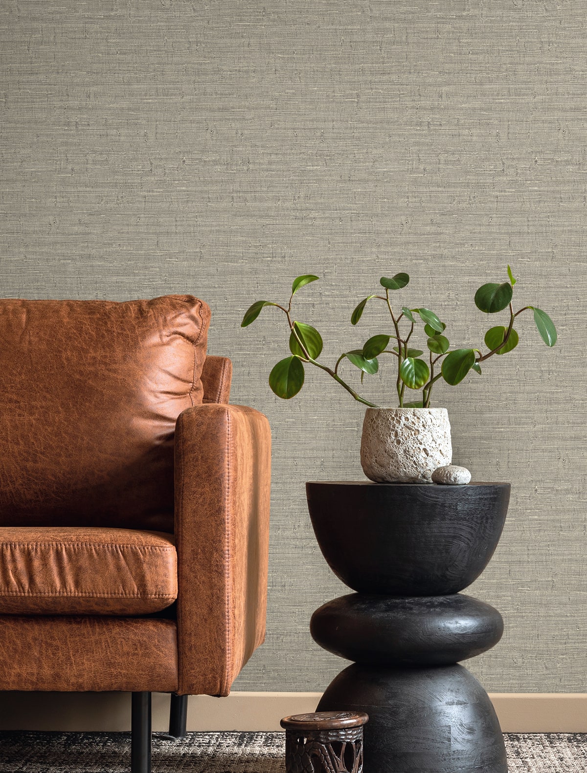 Fibers and Threads Wilslow Faux Weave Embossed Vinyl Unpasted Wallpaper
