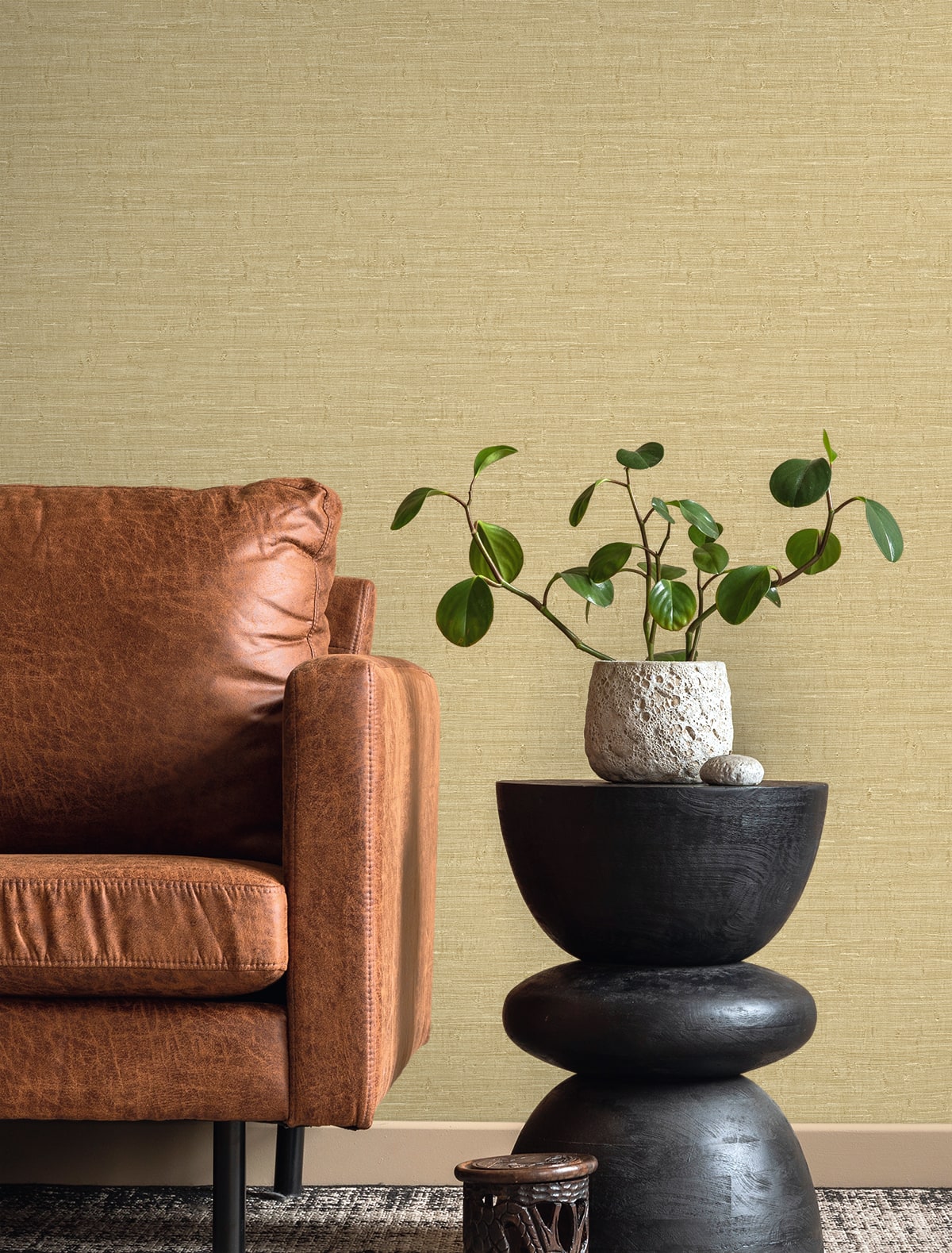 Fibers and Threads Wilslow Faux Weave Embossed Vinyl Unpasted Wallpaper