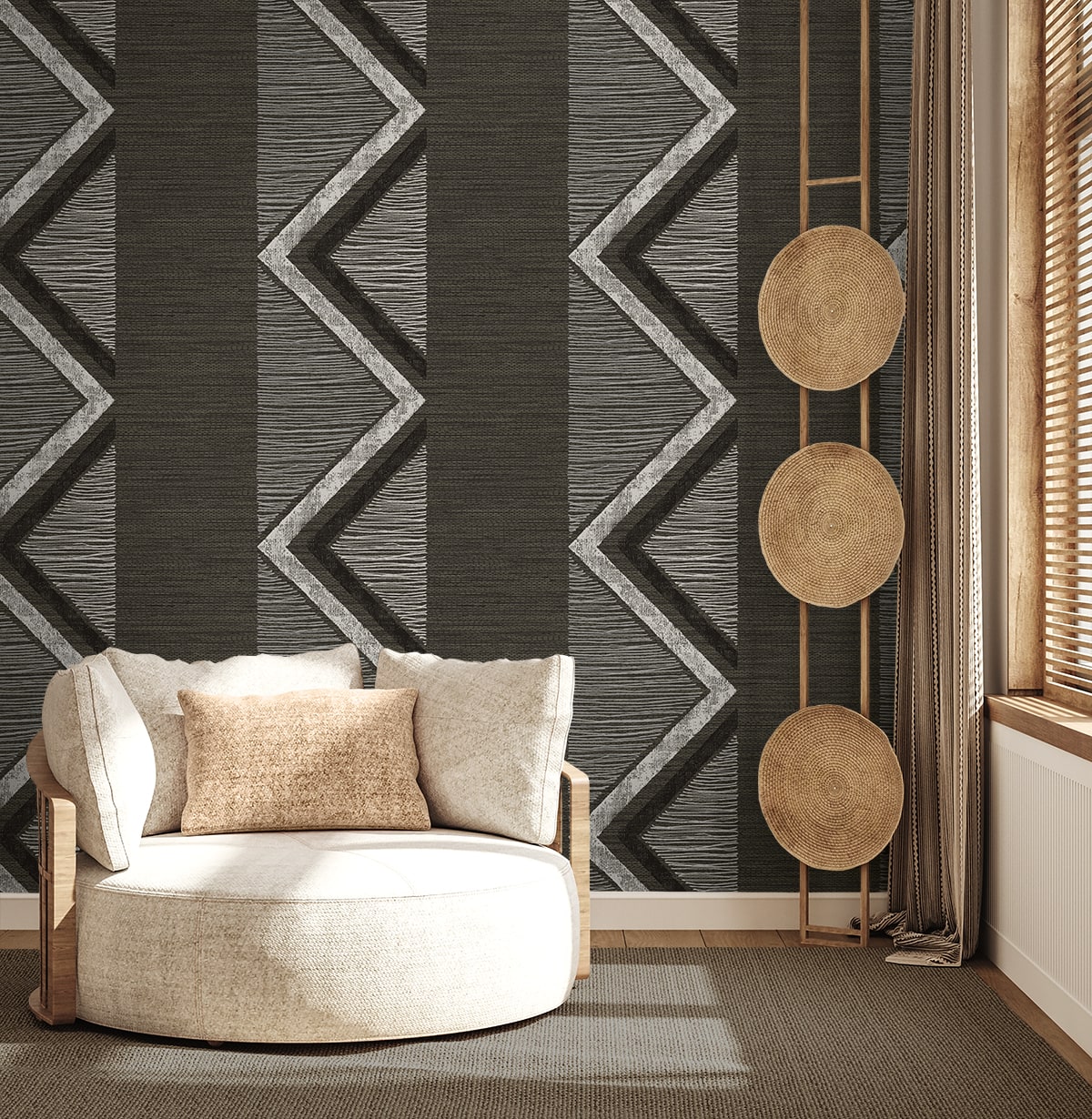 Fibers and Threads Beswick Chevron Nonwoven Unpasted Wallpaper
