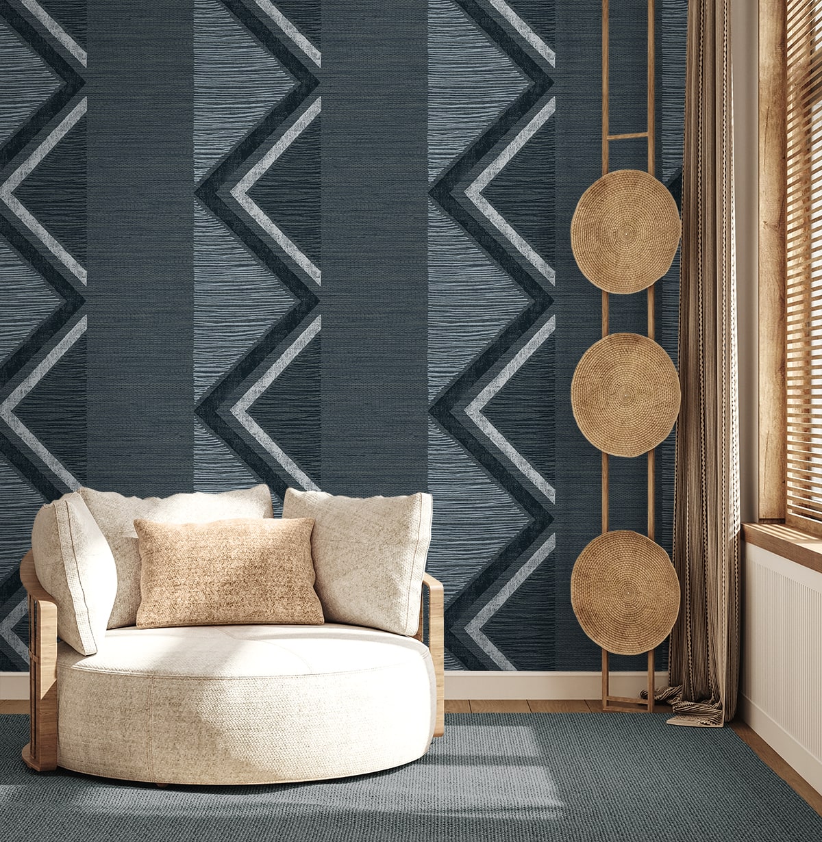 Fibers and Threads Beswick Chevron Nonwoven Unpasted Wallpaper
