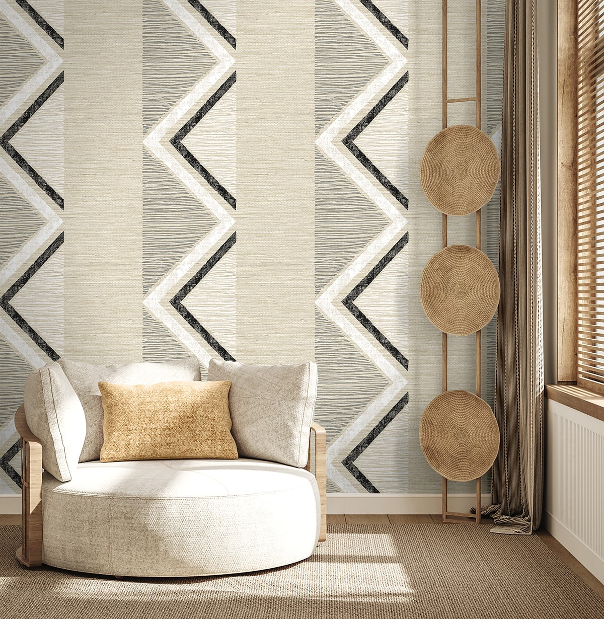 Fibers and Threads Beswick Chevron Nonwoven Unpasted Wallpaper