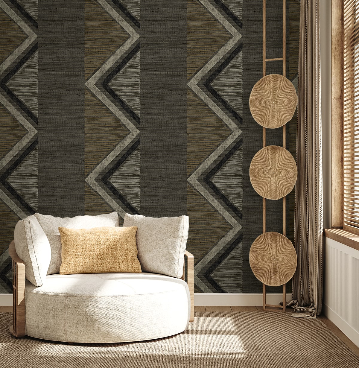 Fibers and Threads Beswick Chevron Nonwoven Unpasted Wallpaper