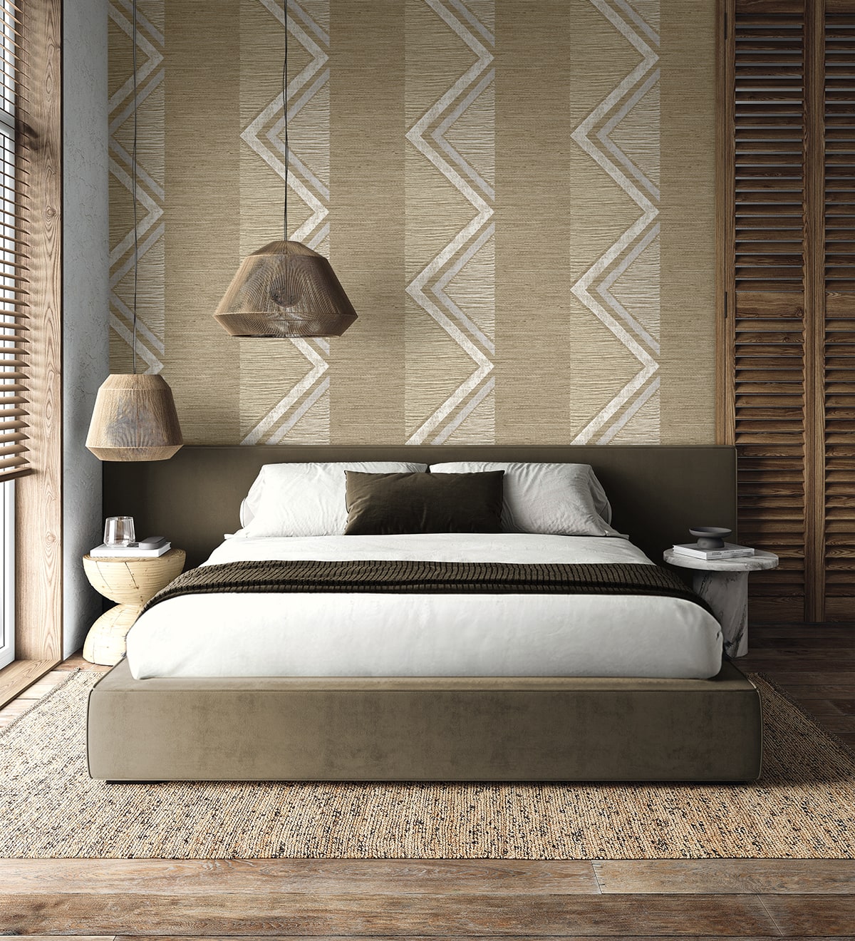 Fibers and Threads Beswick Chevron Nonwoven Unpasted Wallpaper