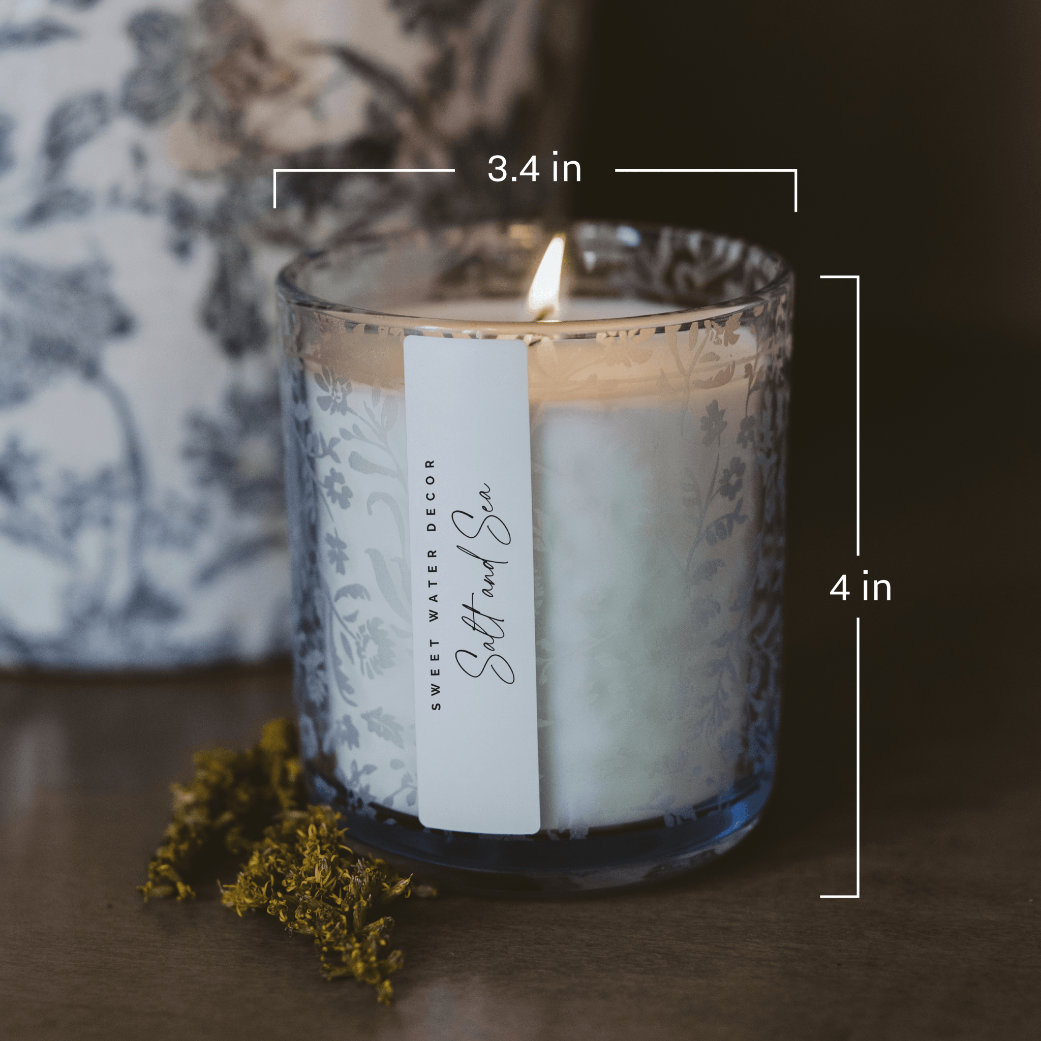 Stress Relief Soy Candle - Blue Tinted Glass Jar - 12 oz