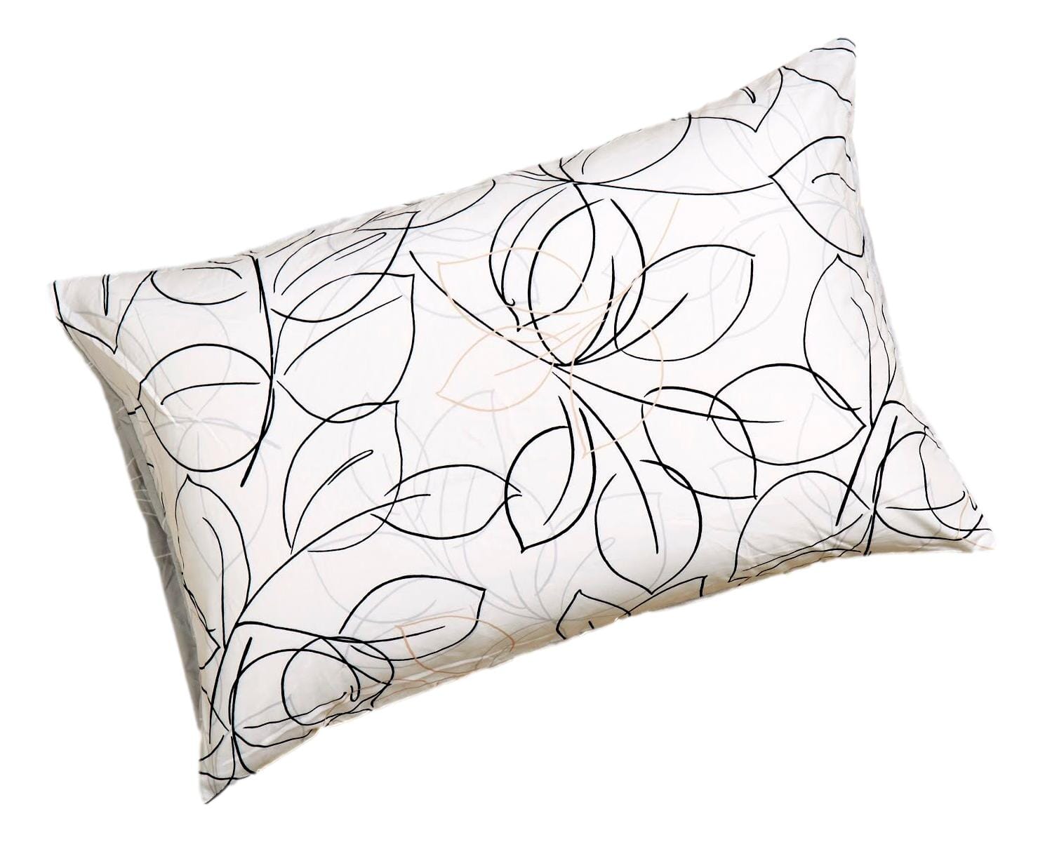 Tache Modern Abstract Leaf Line Art Foliage White Grey Black Gold Pillowcases (TJ3571)