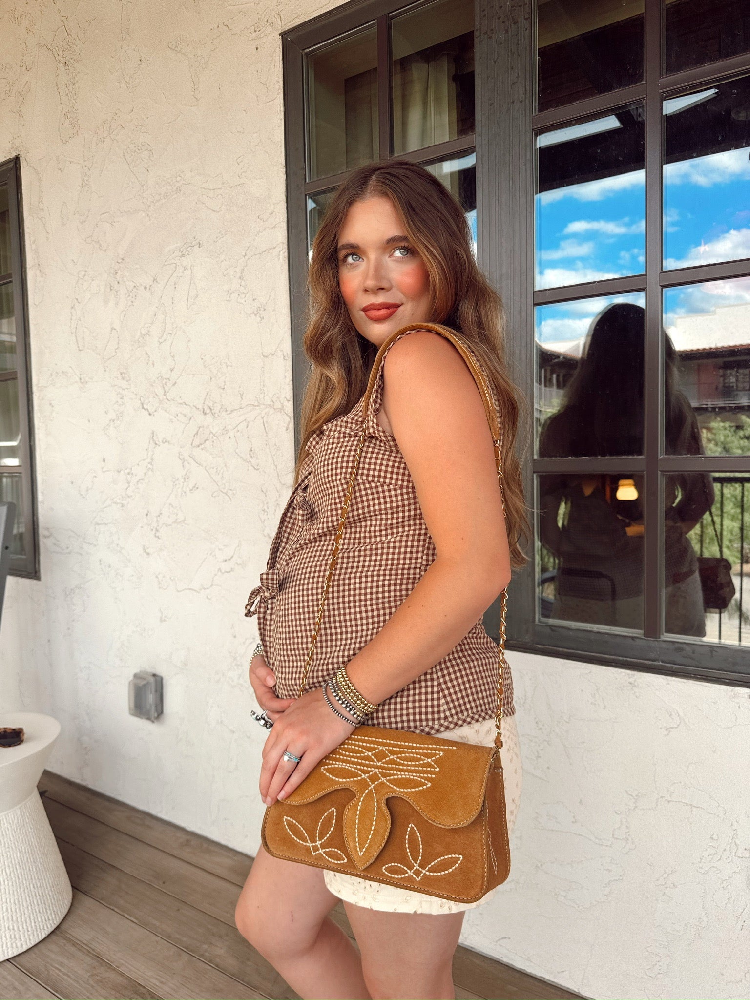 The Gingham Vest in Brown-MEDIUM
