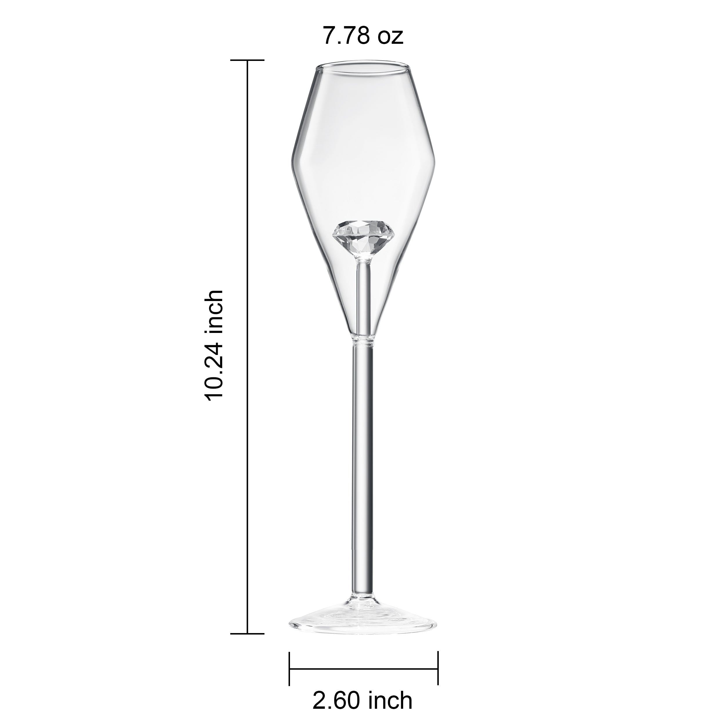 100 Carat Diamond Champagne Flutes Crystal Shaped Inside Wedding Toast Glass Set Of 2 7 Oz Cocktail