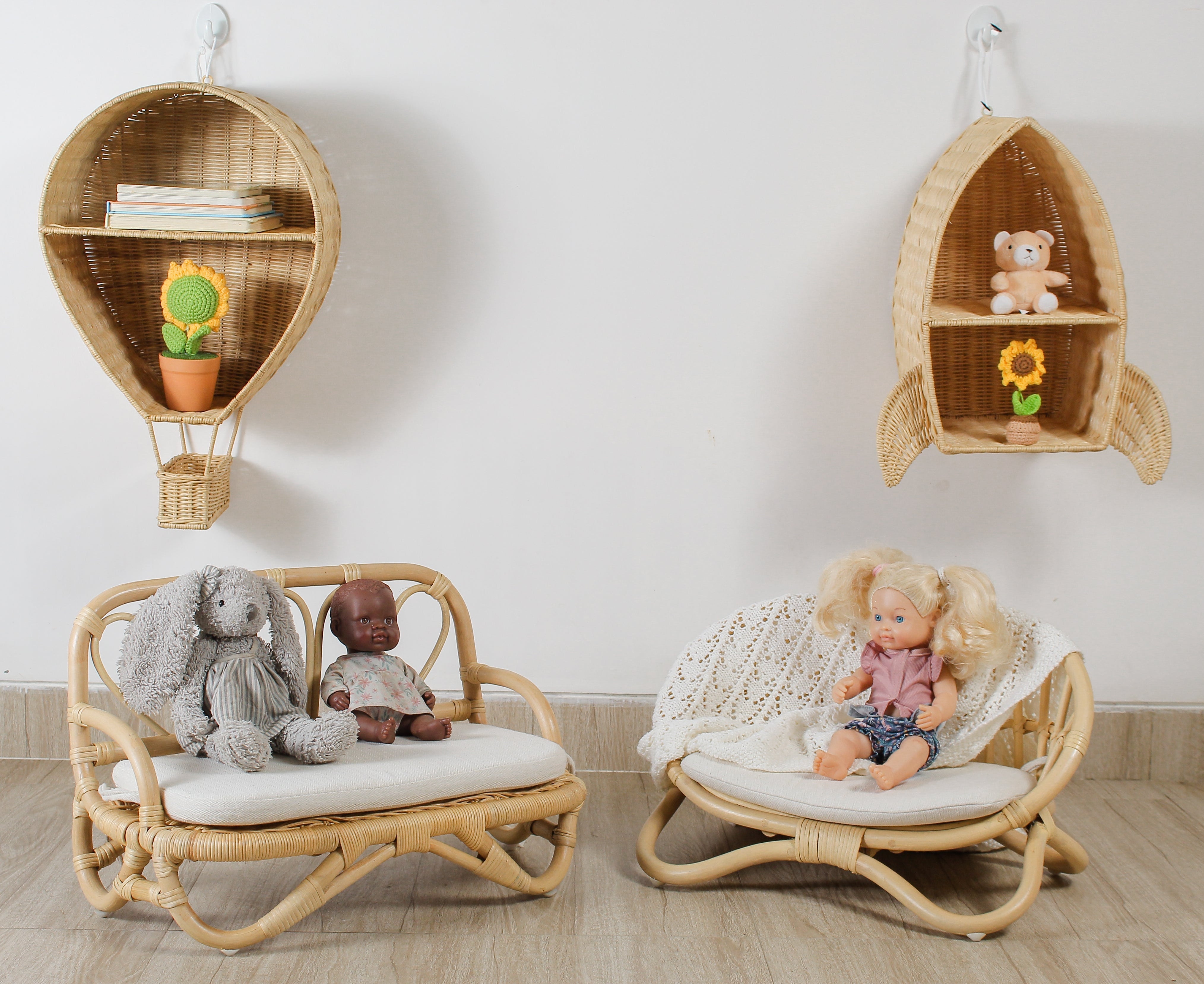 The "Petite Reverie" Miniature Rattan Doll Couch