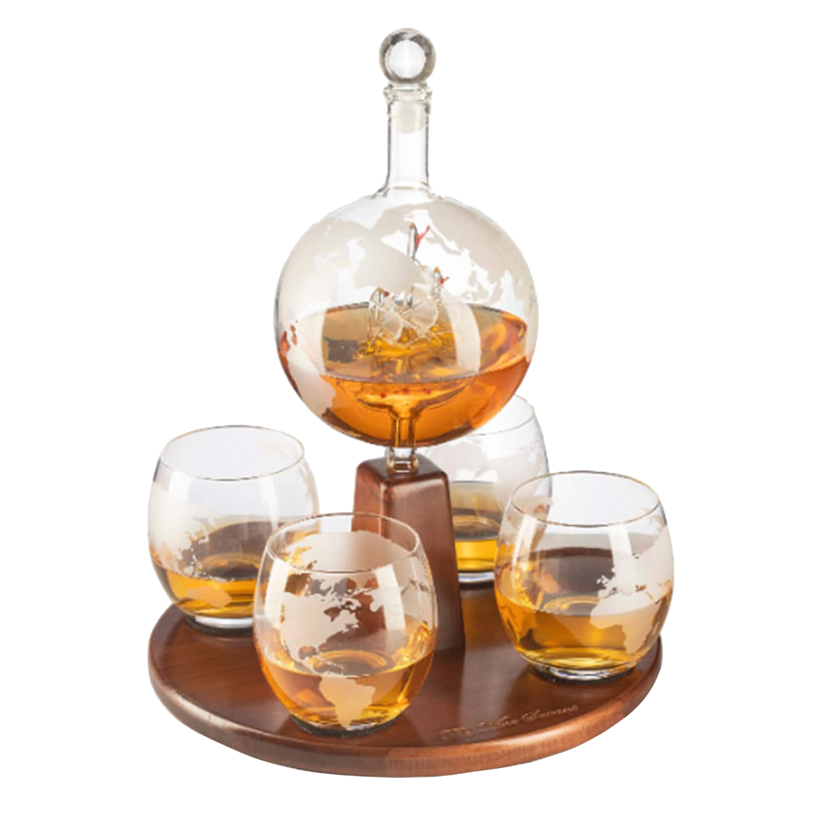 Globe Decanter With 4 Glasses Style 4 1 Premium Barware Gift