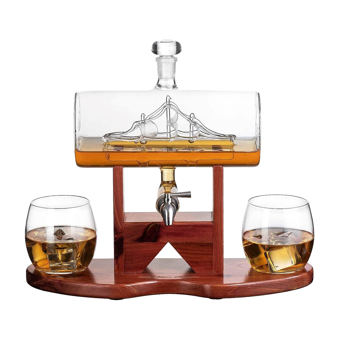 Whiskey Decanter Ship Set Premium Barware Gift Elegant Drinkware Collection