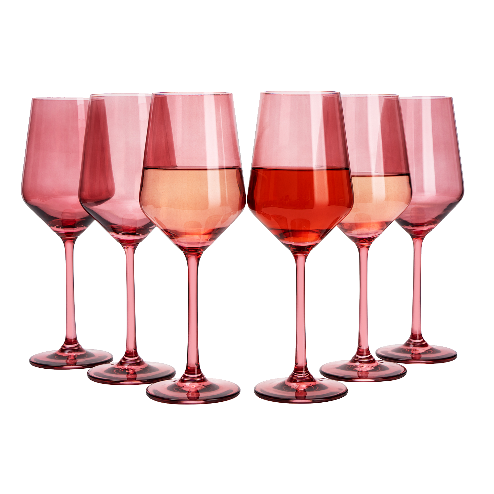 Set Of 6 Colored Wine Glasses 12 Oz Hand Blown Italian Style Crystal Bordeaux Wine Glasses Premium S