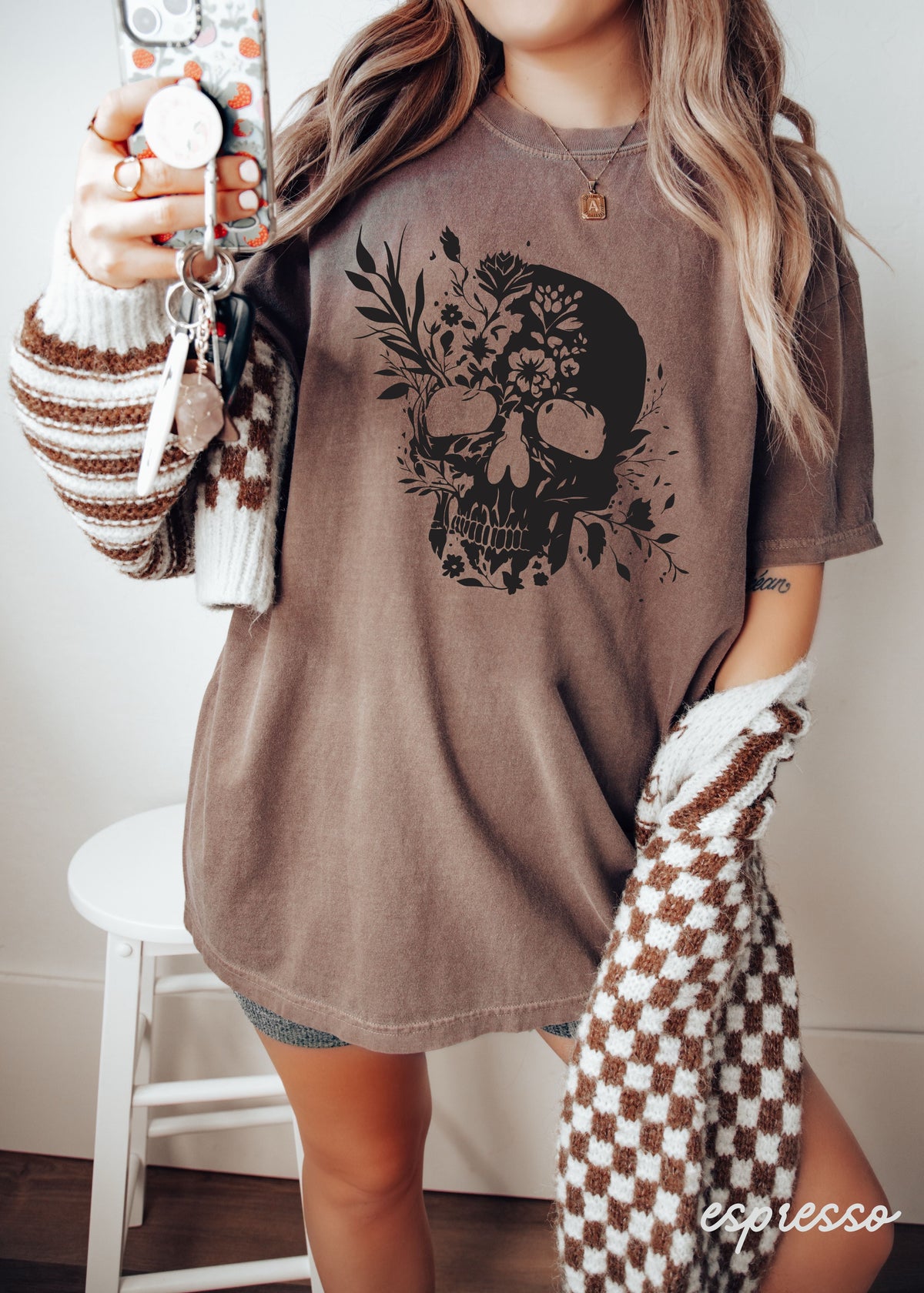 Floral Skull Tee *8 Colors (S-3X)