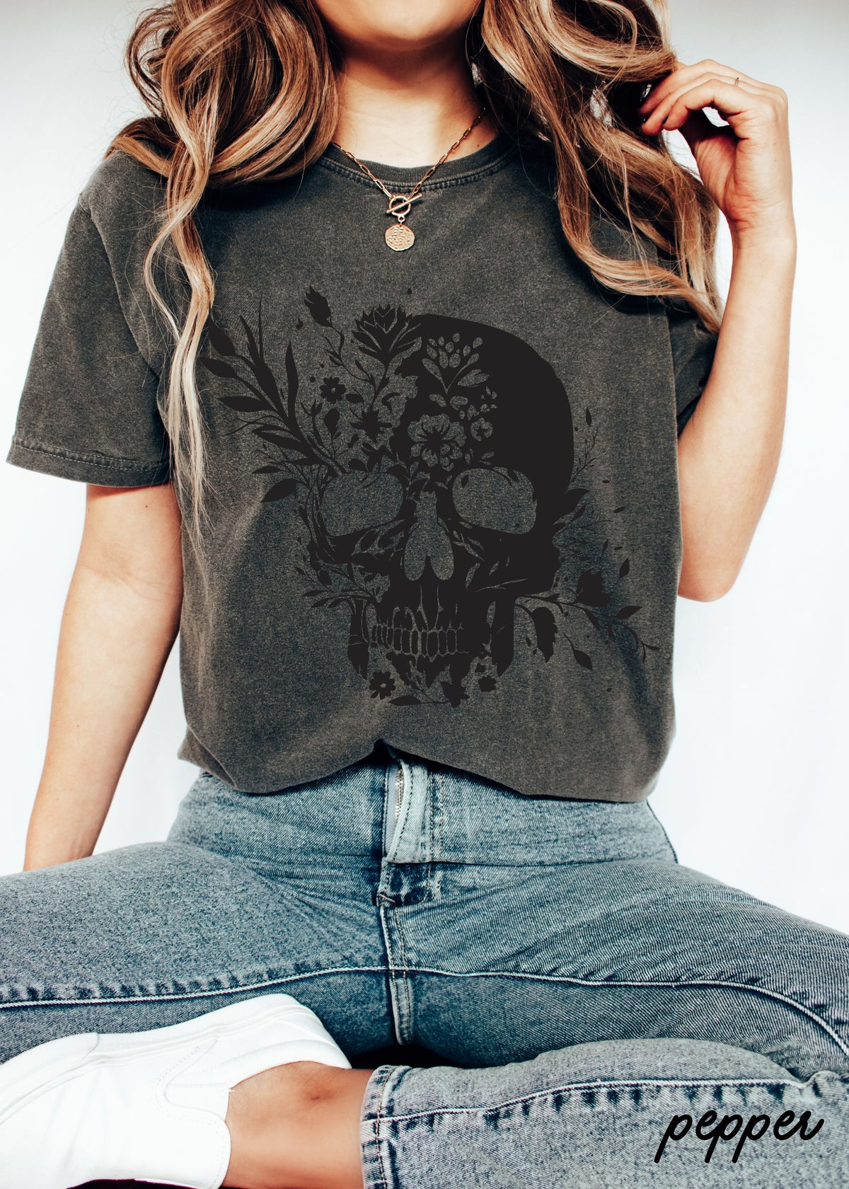 Floral Skull Tee *8 Colors (S-3X)