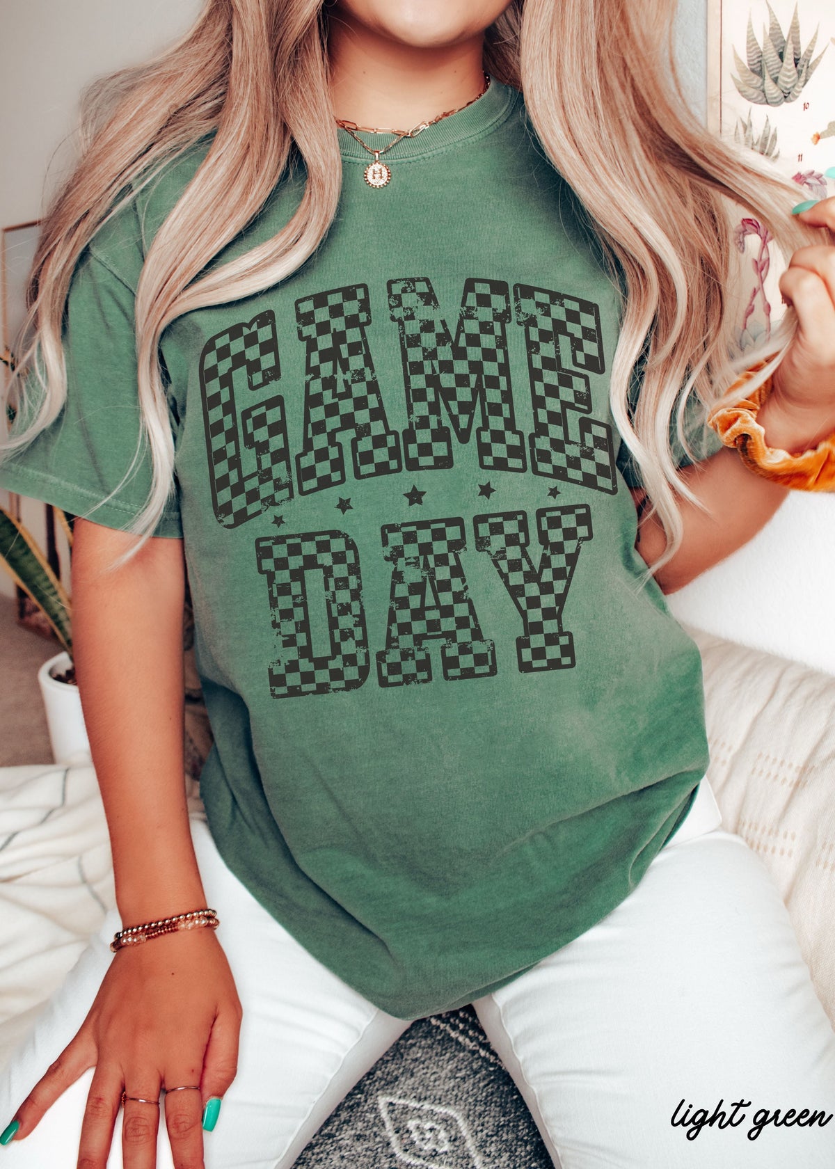 Game Day Checkered Tee *12 Colors (S-3X)