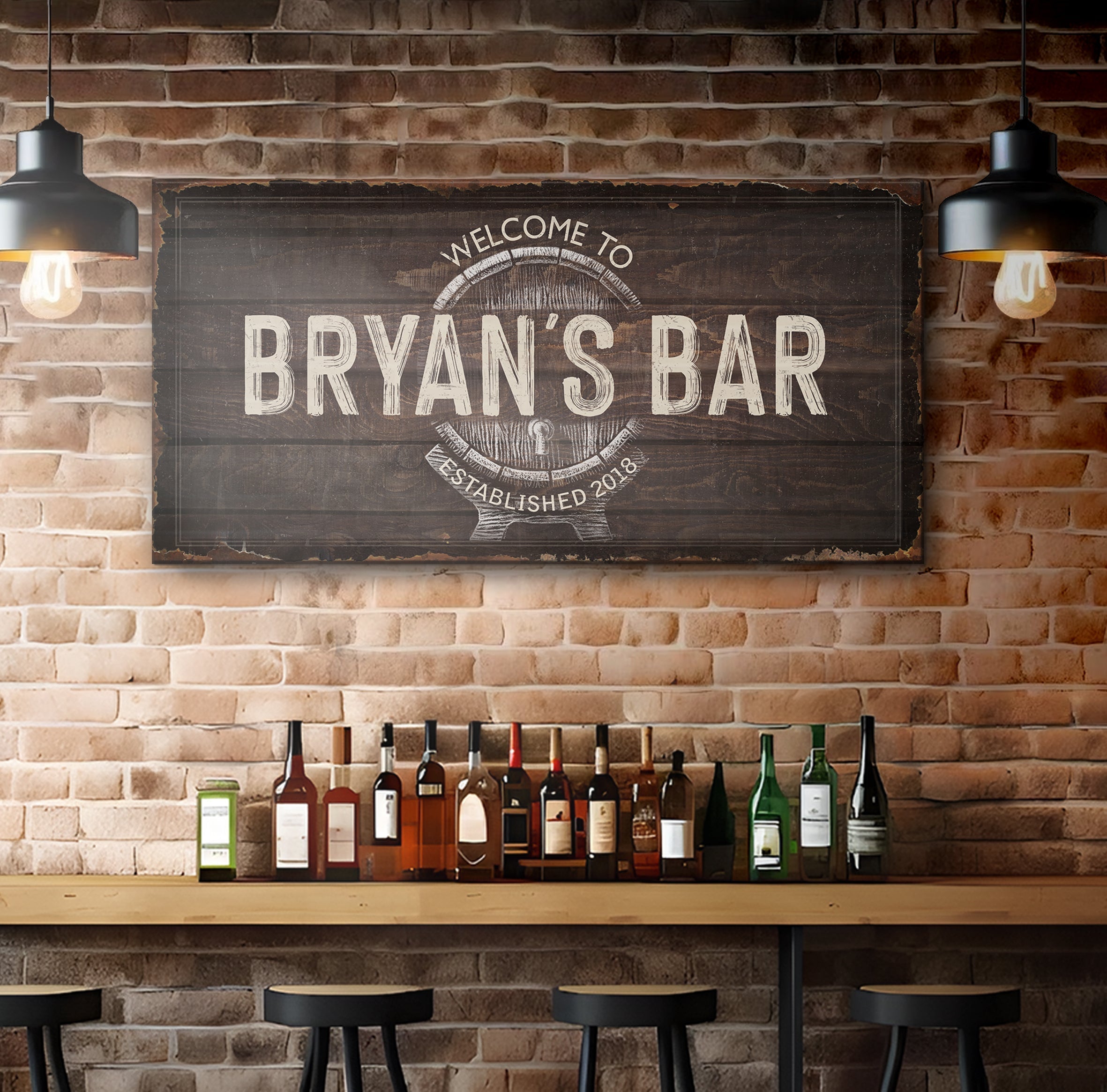 Beer Barrel Bar Sign: Custom Bar Signs for Home Bar β Ideal Man Cave Wall Decor & Perfect Gift for Him