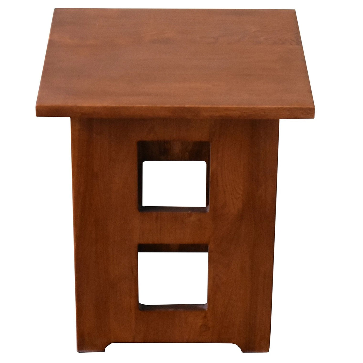 Mission Solid Oak Square End Table with Cut Outs - Michael's Cherry (MC1)
