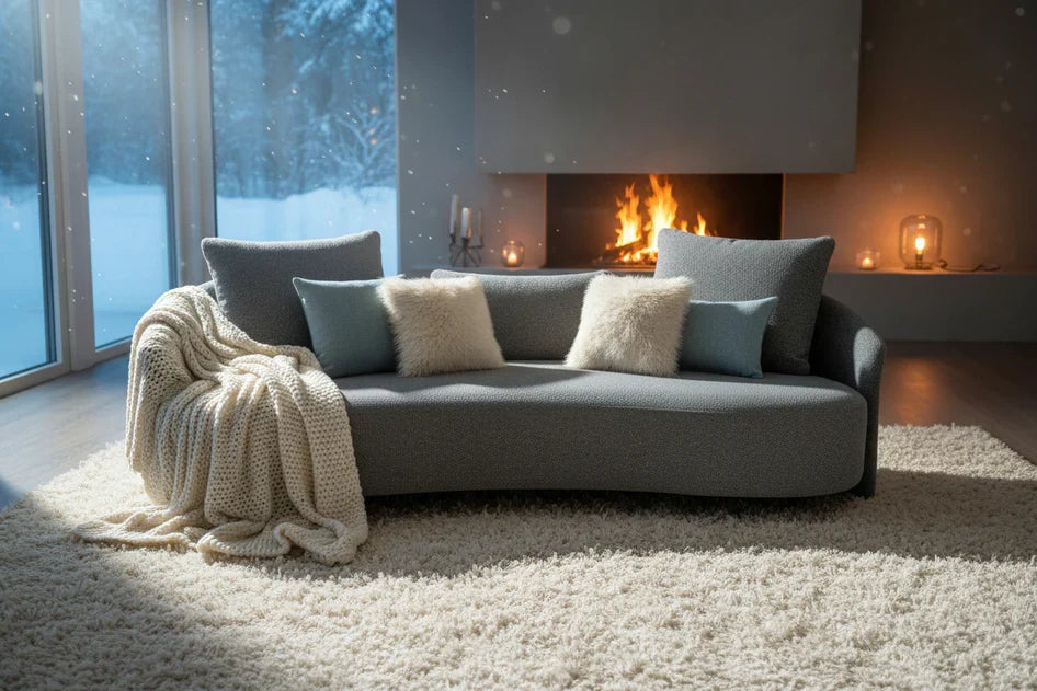 Serene Outdoor Sofa 91" – Bouclé All-Weather Gray Fabric