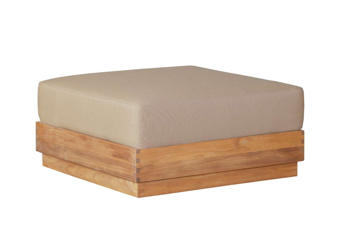 Imperial Grove Outdoor Solid Teak Wood Ottoman Upholstered Cushion