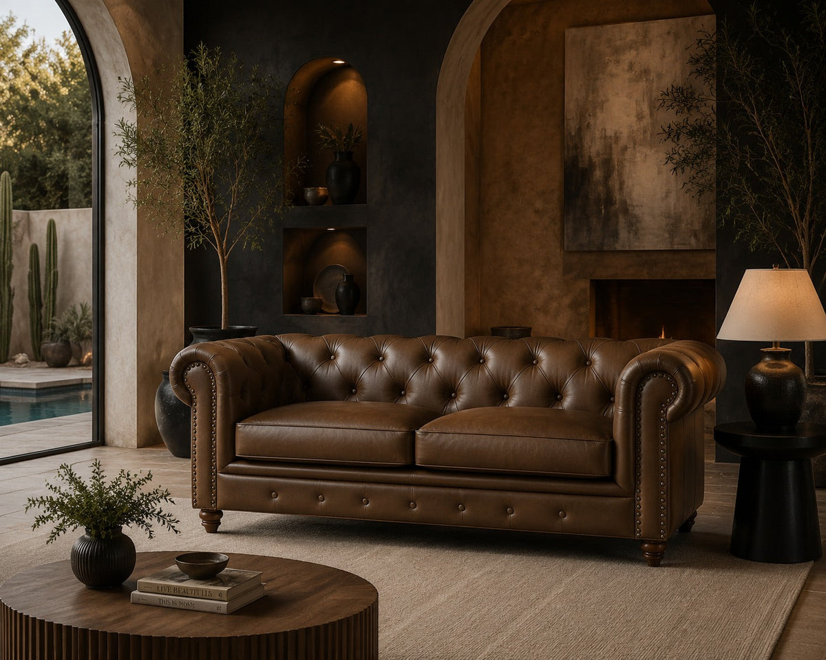 Cornelia Modern Contemporary Eco Leather Love Seat - Brown