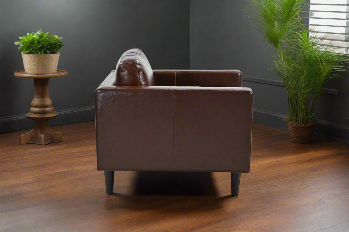 Philippe Top Grain Leather Arm Chair - Chocolate Brown