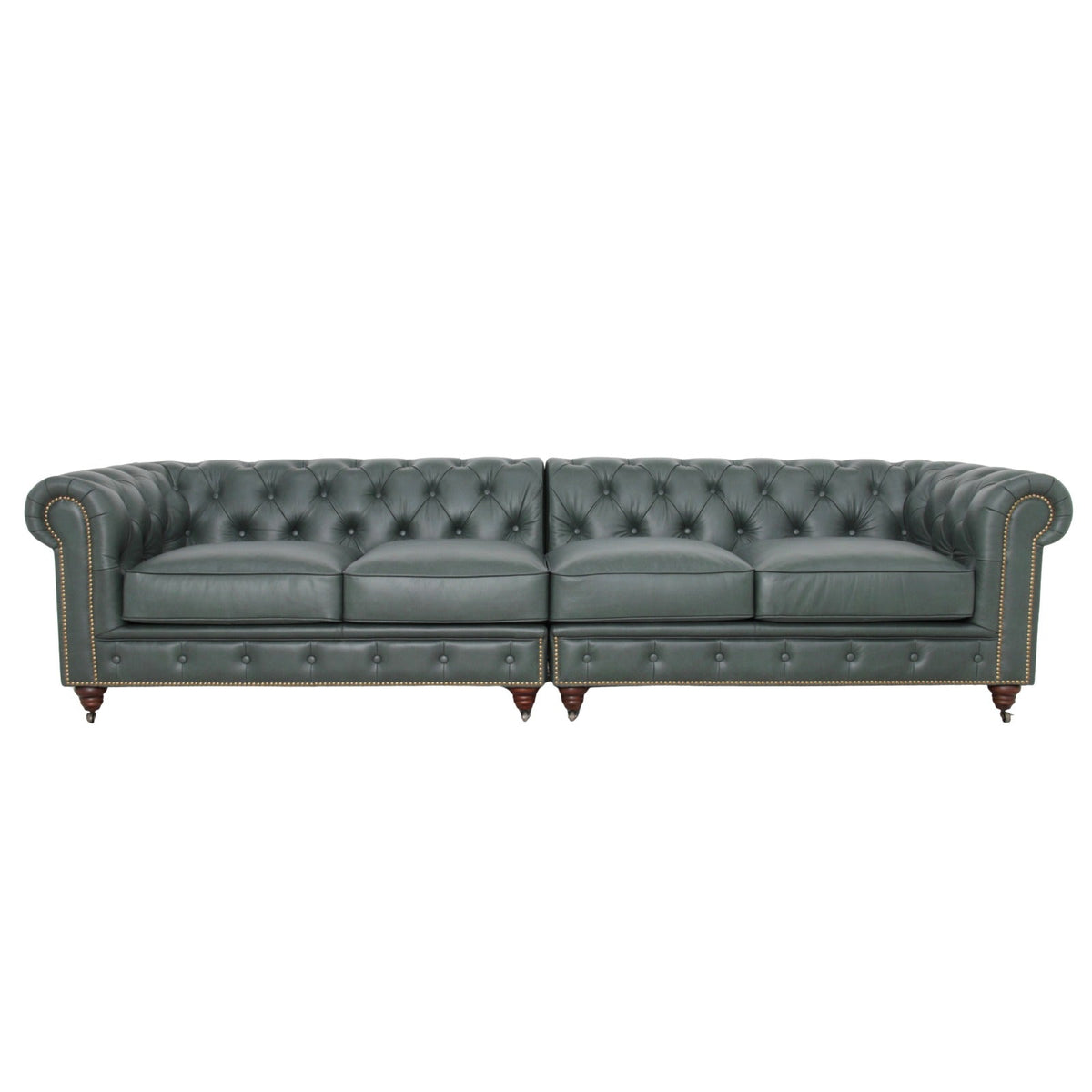 Belgravia Chesterfield Top Grain Leather Sofa with Tufted Back & Rolled Arms