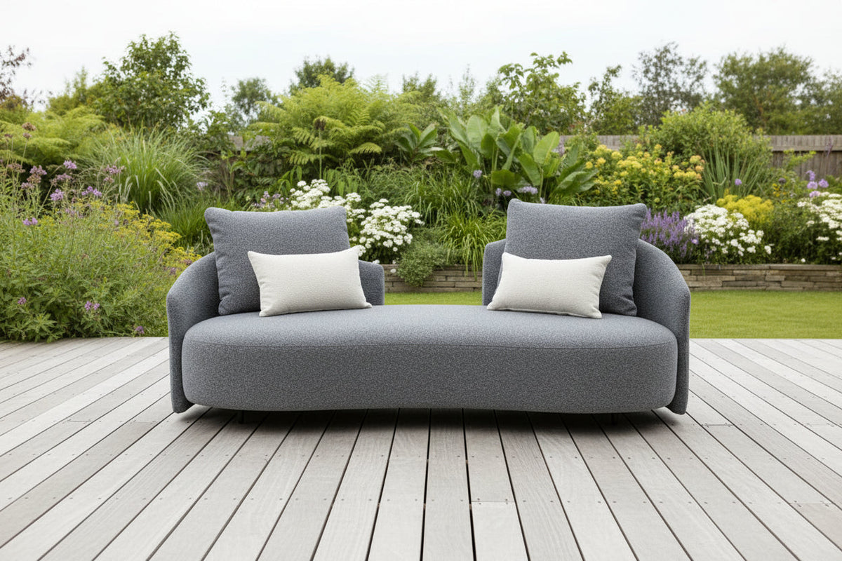 Serene Outdoor Modern Sofa - 83", Gray Bouclé All-Weather