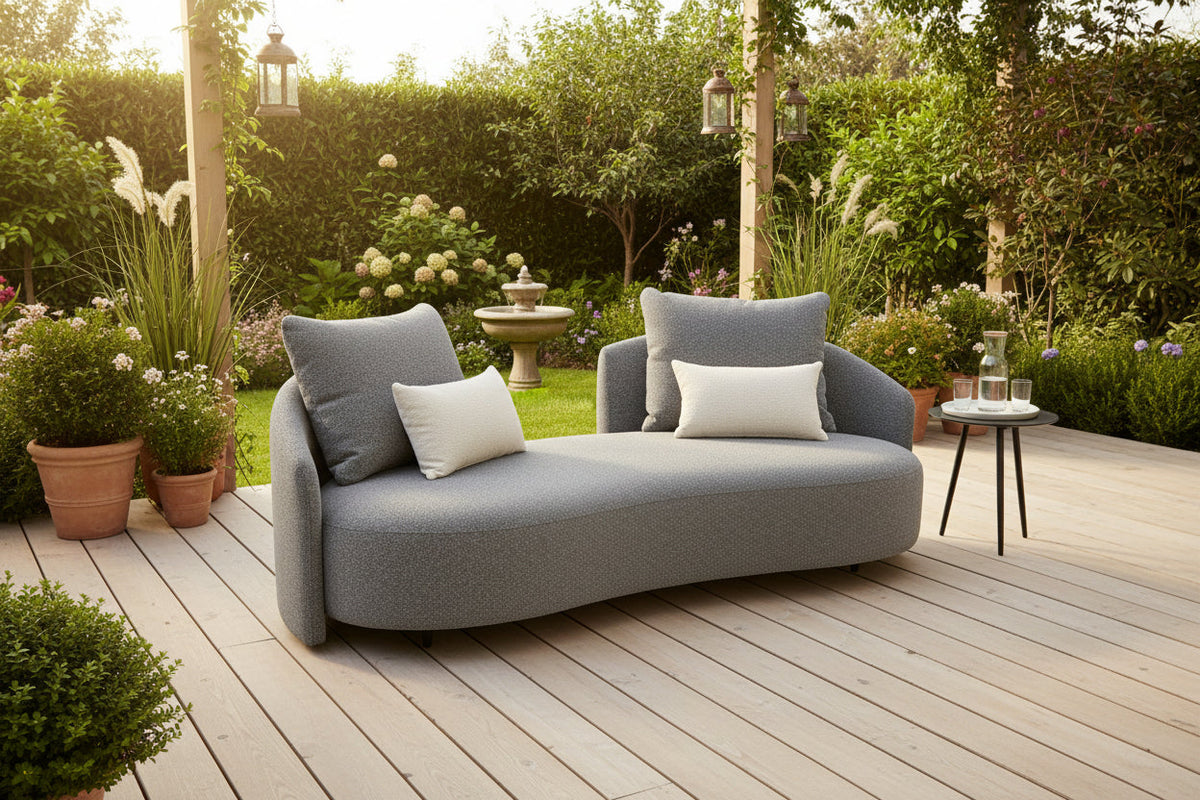 Serene Outdoor Modern Sofa - 83", Gray Bouclé All-Weather