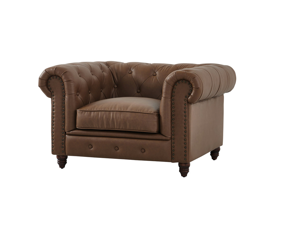 Cornelia Modern Contemporary Eco Leather Arm Chair - Brown