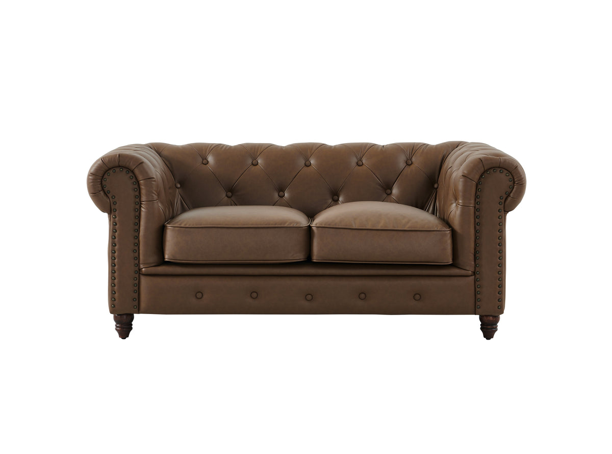 Cornelia Modern Contemporary Eco Leather Love Seat - Brown