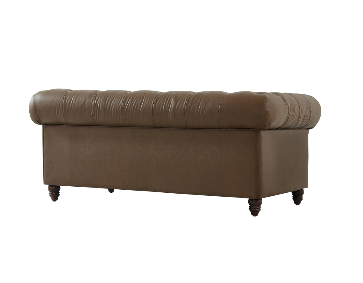 Cornelia Modern Contemporary Eco Leather Love Seat - Brown