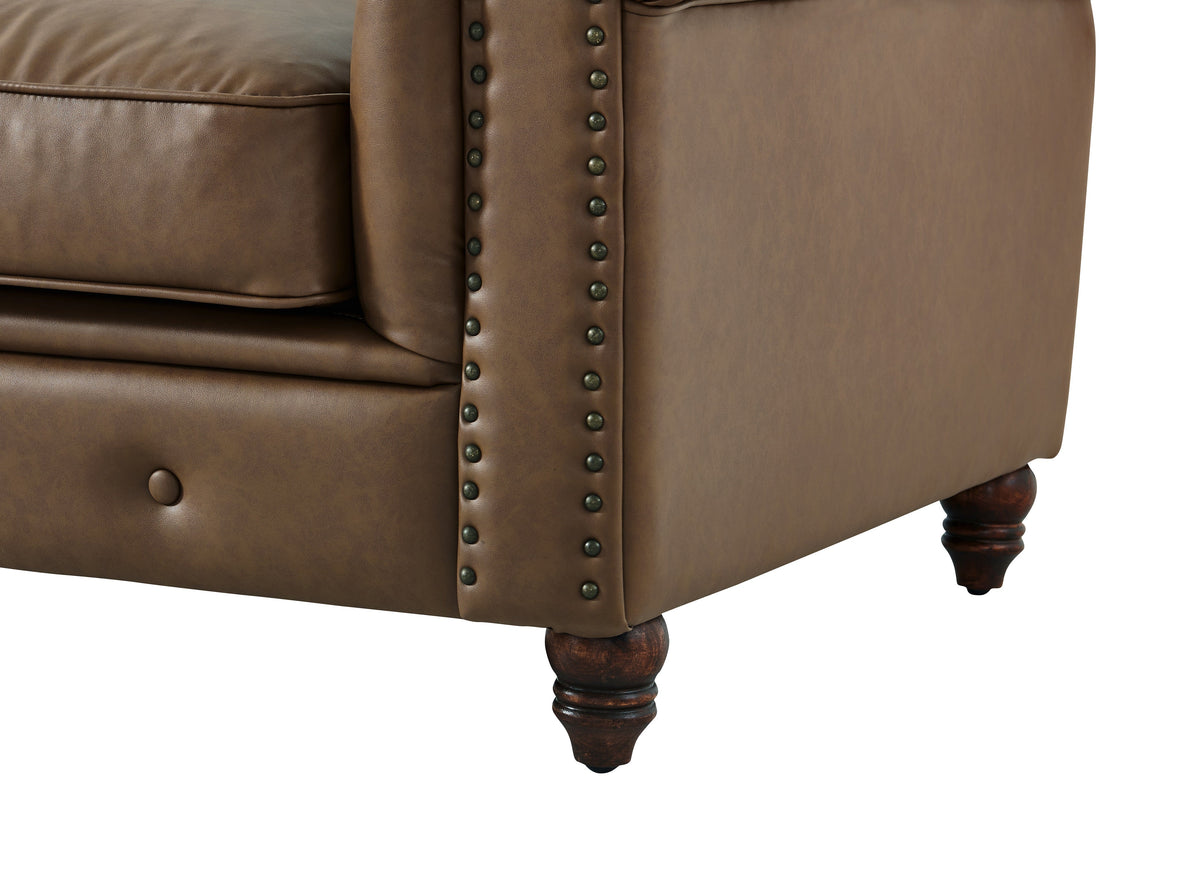 Cornelia Modern Contemporary Eco Leather Love Seat - Brown