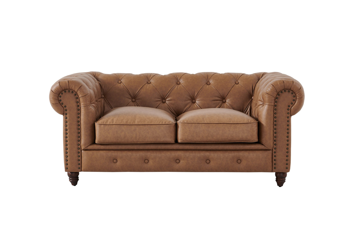 Cornelia Modern Contemporary Eco Leather Love Seat - Light Brown
