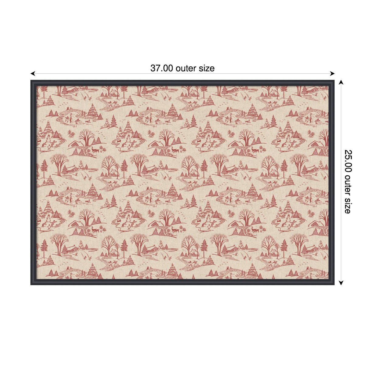 Framed Fabric Magnetic Board Wonderland Red Toile Wall Organization