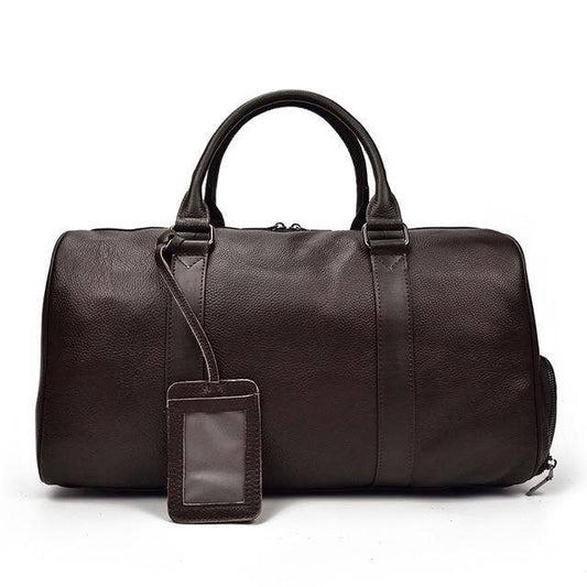 Vintage Leather Duffle Bag: Brown