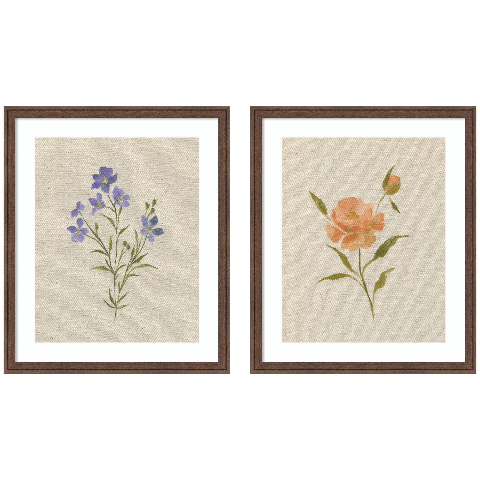 AQ Simple Blooms 2 Piece Framed Wall Art Print Set by Annie Quigley