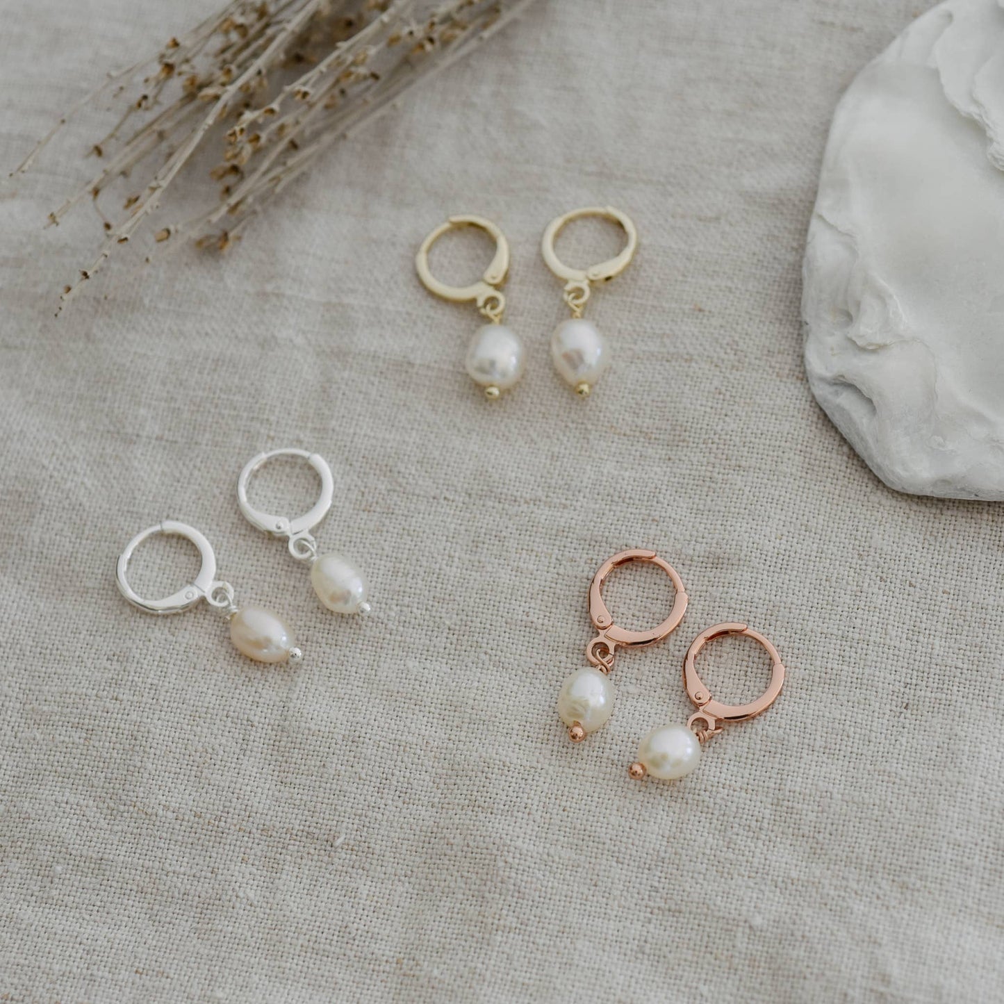 Bitsy Hoops-White Pearl