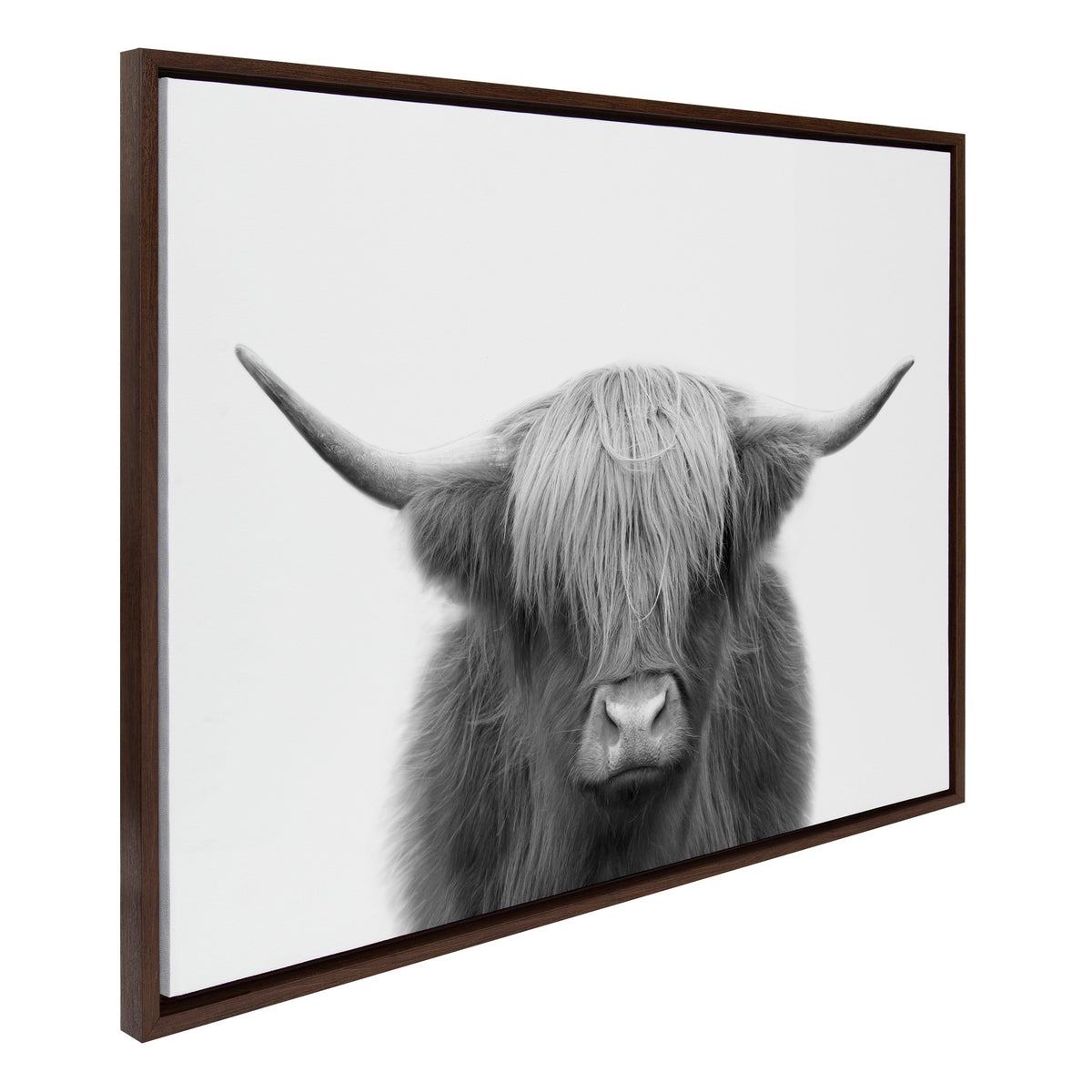 Sylvie Hey Dude Highland Cow BW Framed Canvas by The Creative Bunch Studio